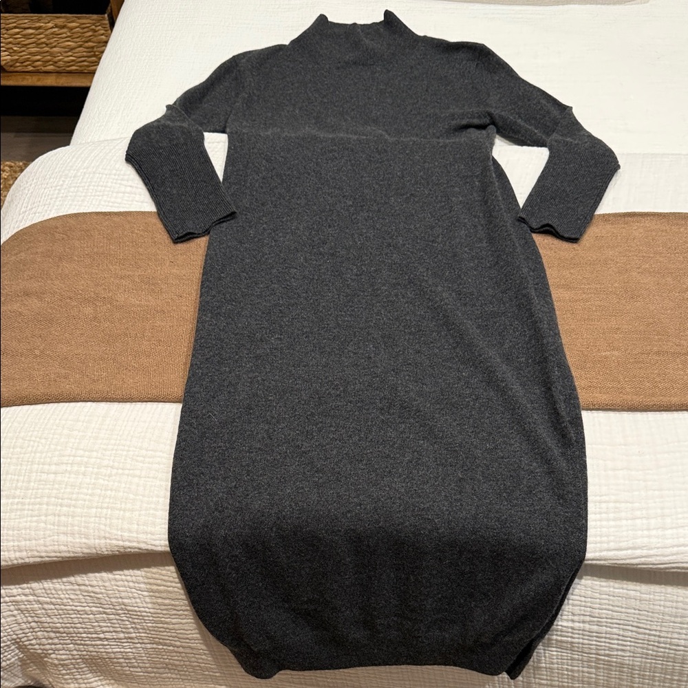 Quince Charcoal Cashmere Midi Dress - Size S
